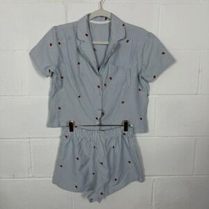 Better Together Dreamy Nights Pajama Set Shorts Striped Strawberries Whimsy SZ S